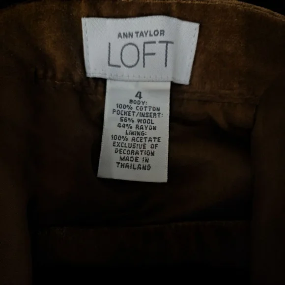 Women's Ann Taylor LOFT Brown Corduroy & Tweed Mini Skirt Size 4 - Picture 4 of 4